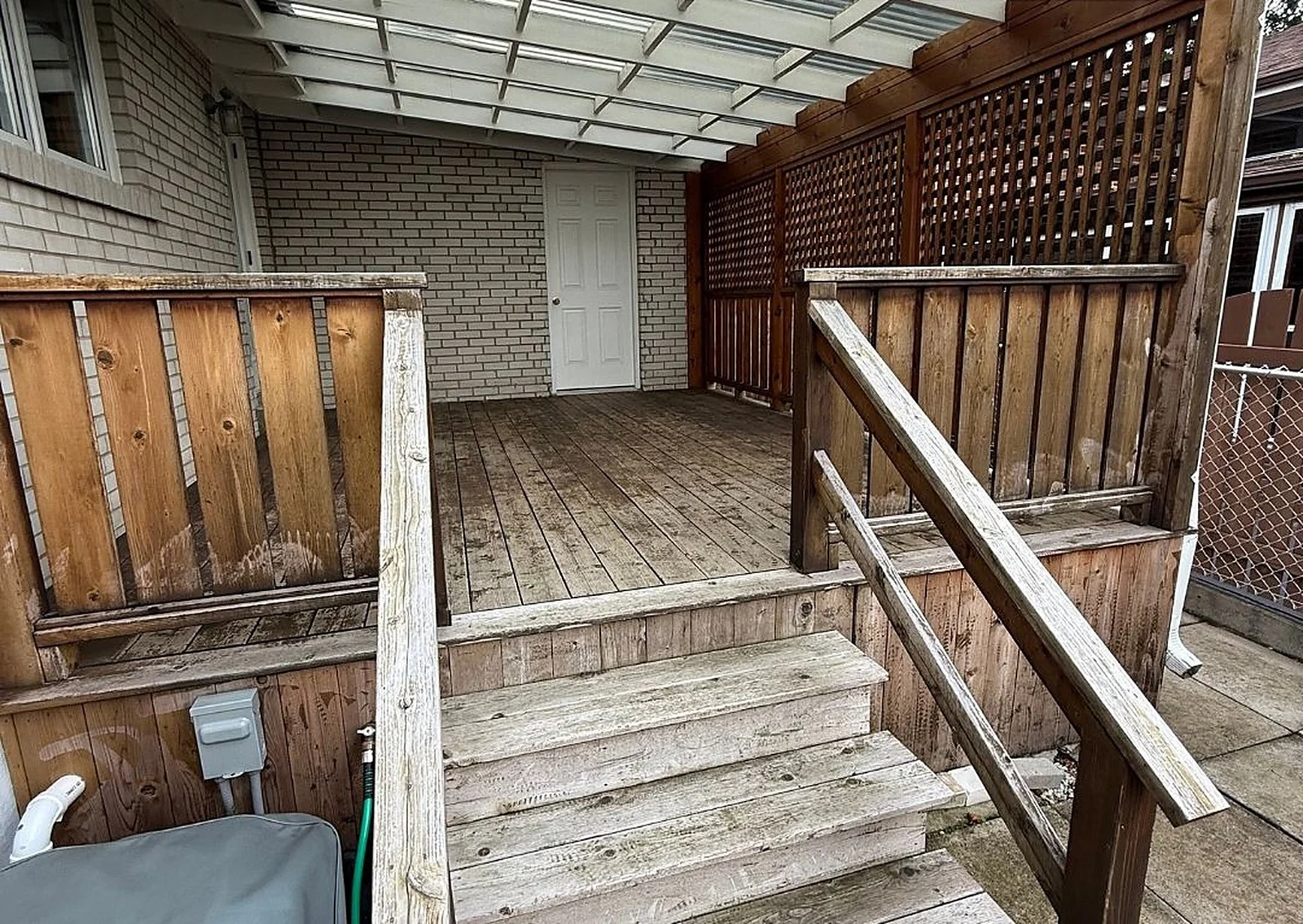 Before: Grey cedar, back to warm wood